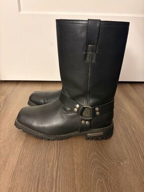 Dream Apparel Men's Motorcycle Riding Mid Calf Biker Boots Waterproof Black